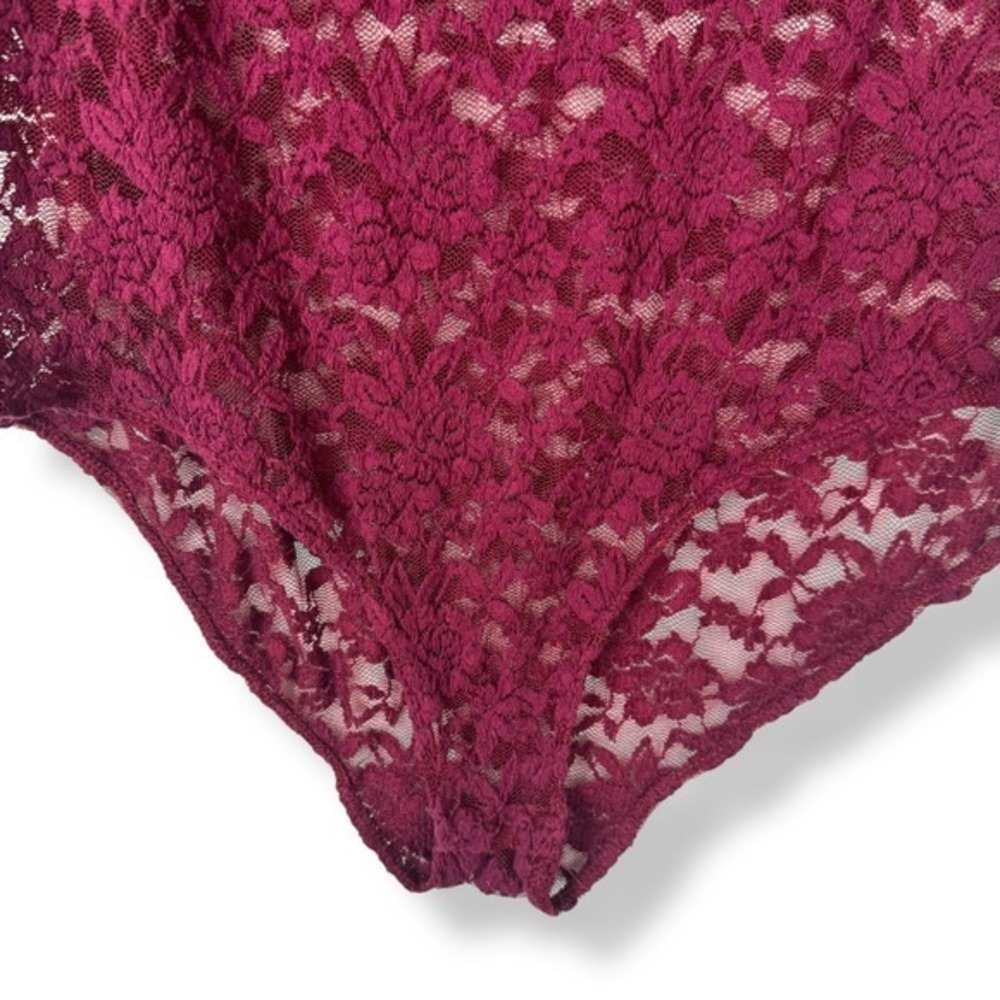 Womens Lace Burgundy Bodysuit Size 3x Witchy Vamp Coquette Festival Goth Y2K - Picture 8 of 11